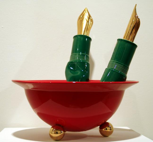 COPPA CON BIRO verde/rossa dell'artista Giorgio Laveri