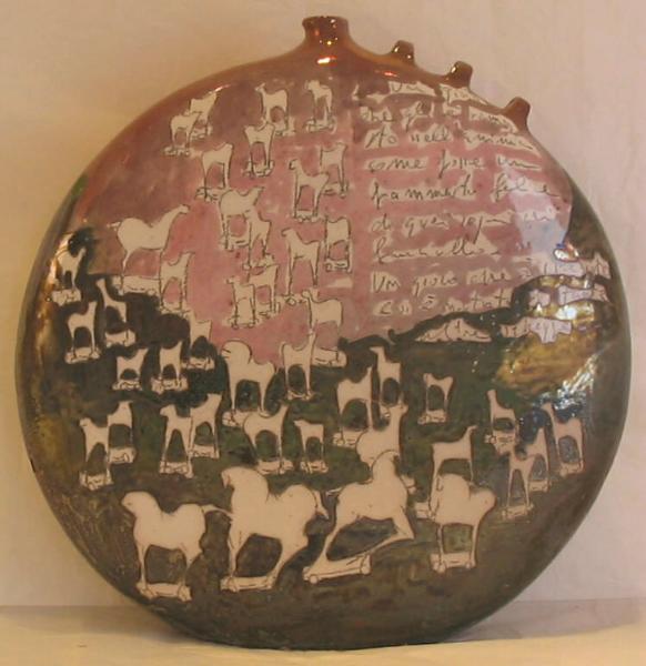 VASO FIASCA verde rosa dell'artista Paolo Staccioli VASO FIASCA verde rosa dell'artista Paolo Staccioli