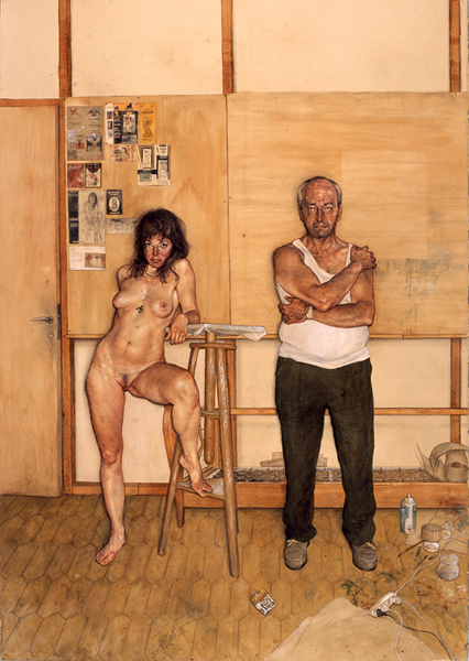 GALLERISTA E MODELLA dell'artista Riccardo Mannelli