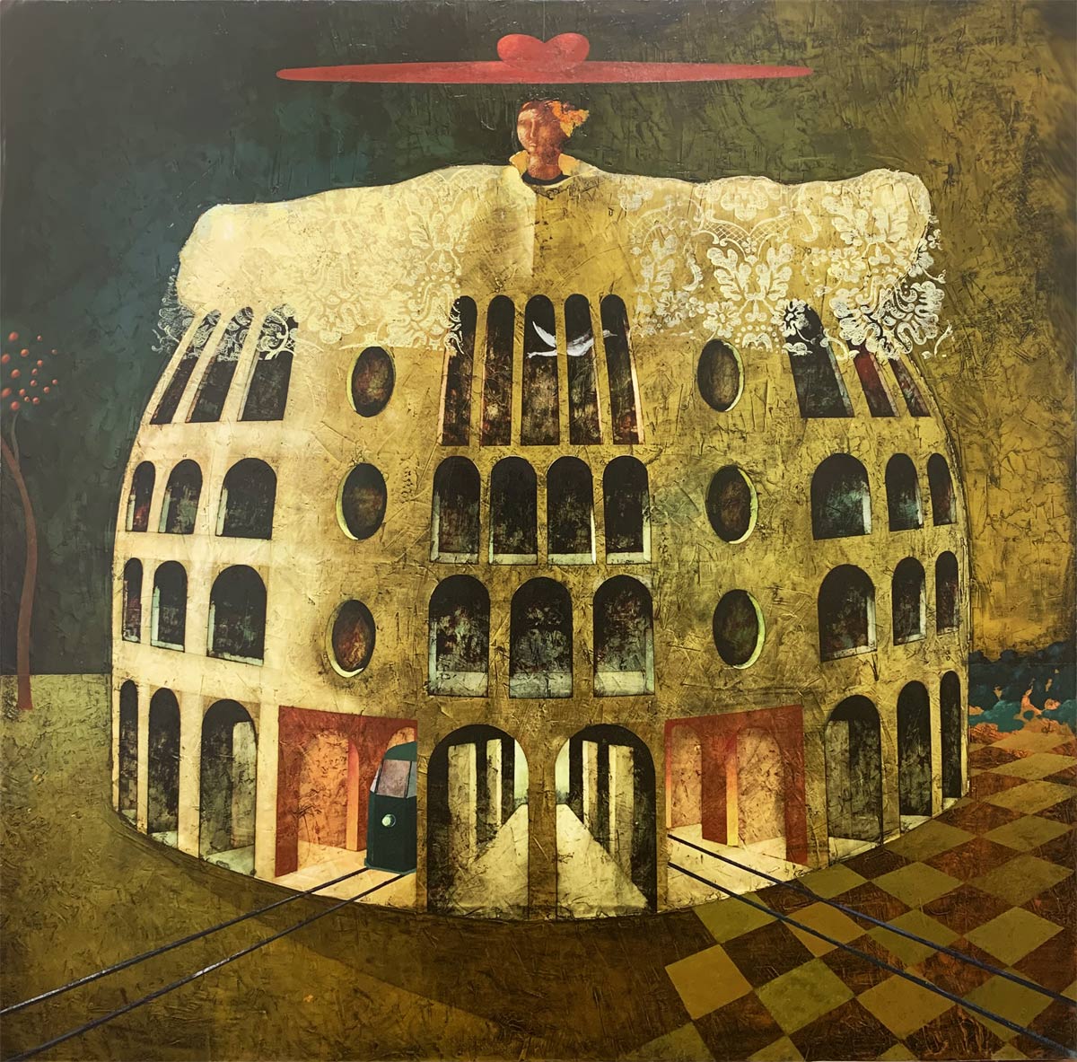 LA SIGNORA COL CAPPELLO ROSSO ABITA ALL'ULTIMO... by the artist Angelo Palazzini LA SIGNORA COL CAPPELLO ROSSO ABITA ALL'ULTIMO... by the artist Angelo Palazzini